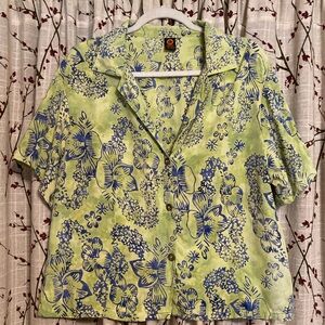 Floral Button Down Shirt in Blue and Green